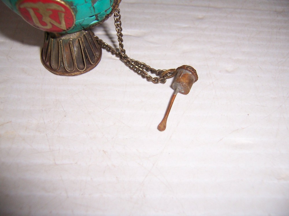 Vintage Persian Snuff Bottle with Turquoise
