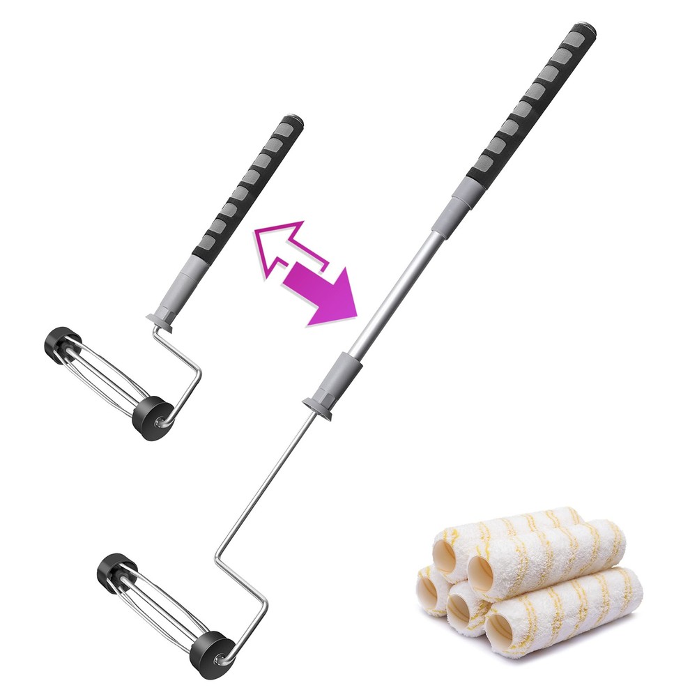 PinStone 6pcs House Paint Roller Kit, 9 inch Extendable Frame with 5...