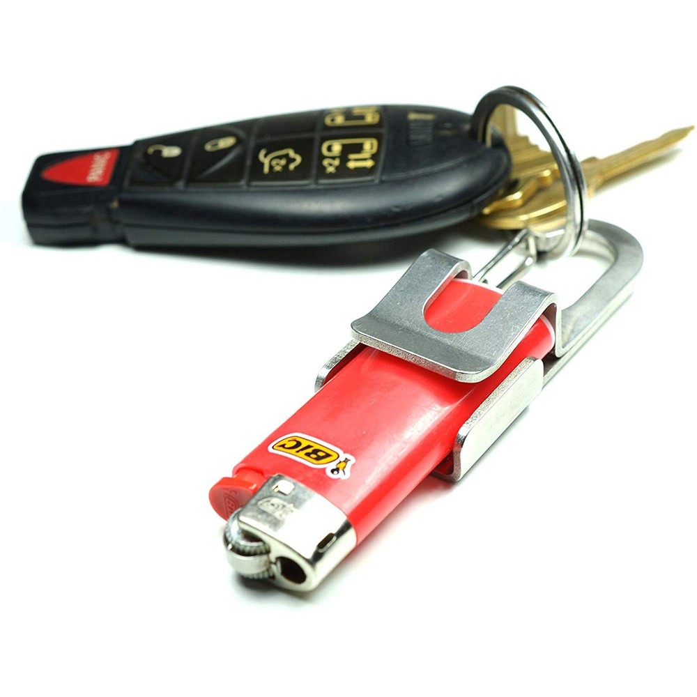 Bic Standard Full-Size Lighter Holder Keychain Multi Tool Stainless Steel