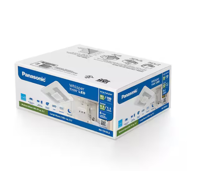 Panasonic LED WhisperThin DC Pick-A-Flow 80-100 CFM - White (RG-T810LA)