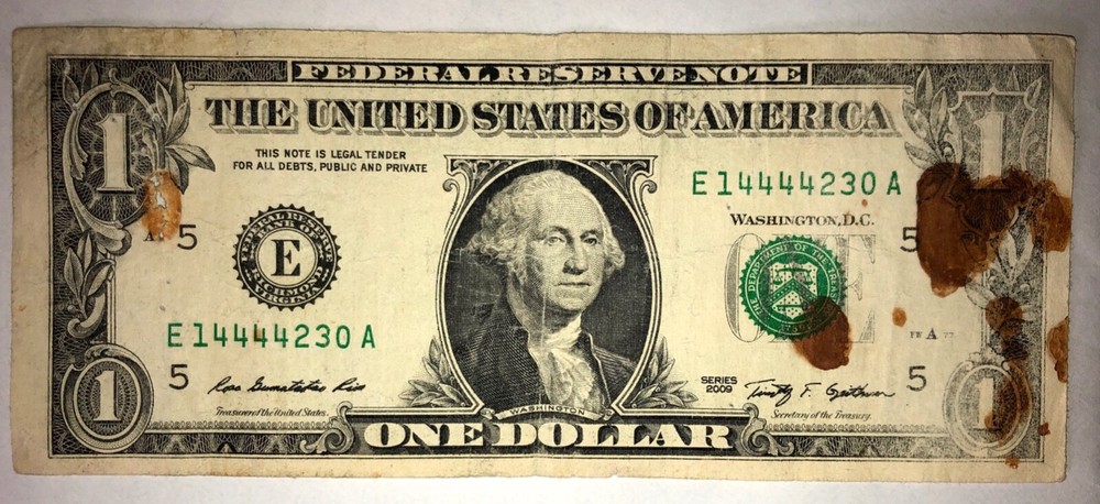 2009 $1 Dollar Fancy Serial Number Quad - Ink Error