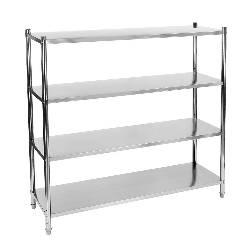 Silver Stainless Steel 4-Tier Adjustable Heavy-Duty Storage Shelf