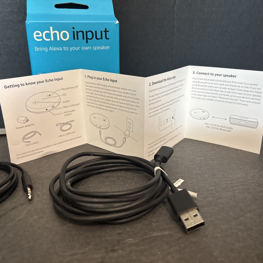 Amazon Echo Input C1125P Alexa Bluetooth Turns Speaker to Alexa Device COMPLETE