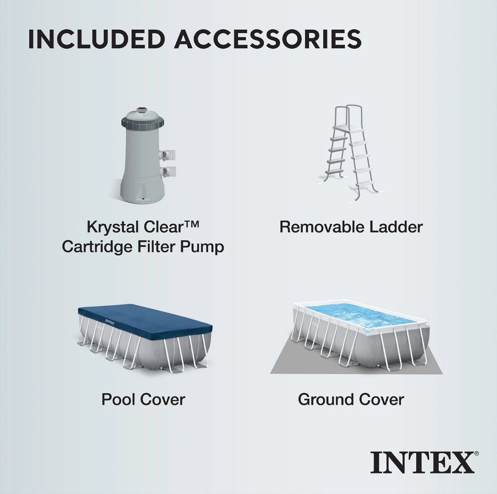 Intex 16' x 8' x 42" Prism Frame Rectangular Above Ground Swimming Pool Set
