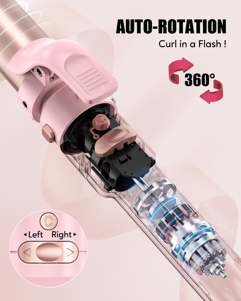 3-in-1 Interchangeable Automatic Rotating Curling Iron & Thermal Brush Set, 1...