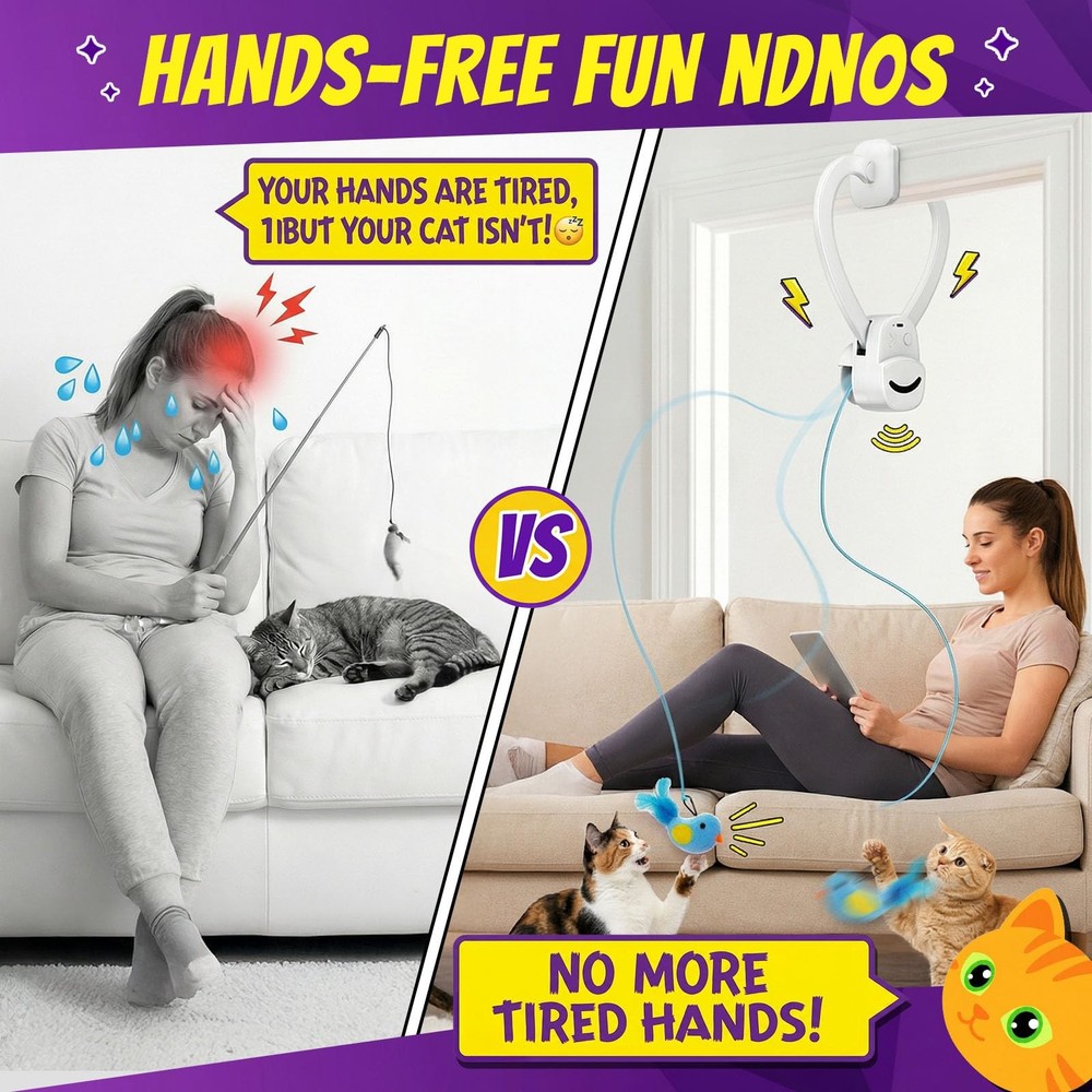 Interactive Cat Toys for Indoor Cats: Automatic Flying Bird Feather White