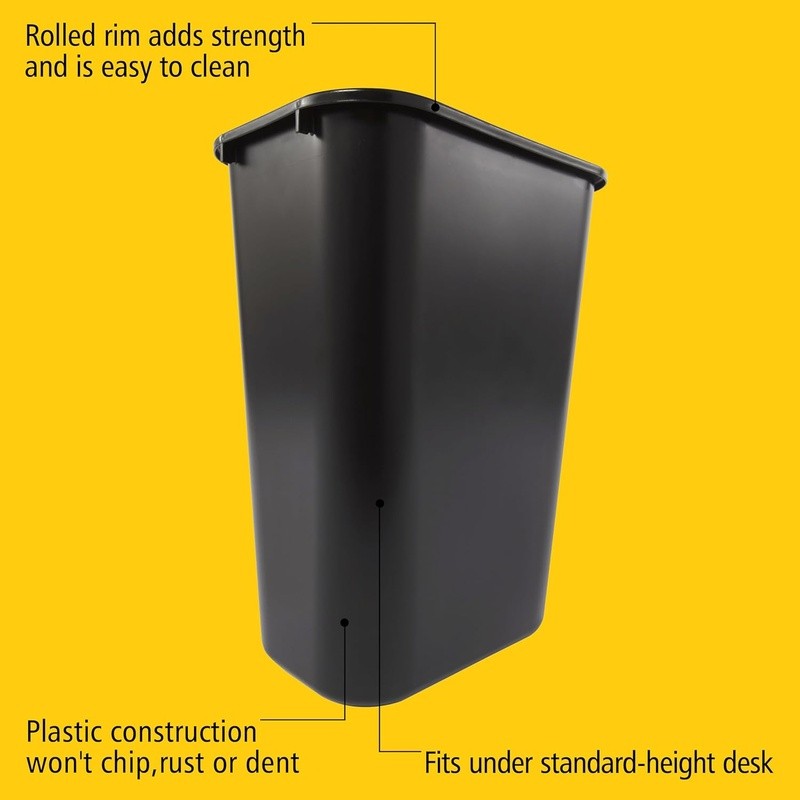 Durable Stackable Open-Top Trash Can Rectangular Design Home Office Bathroom Use