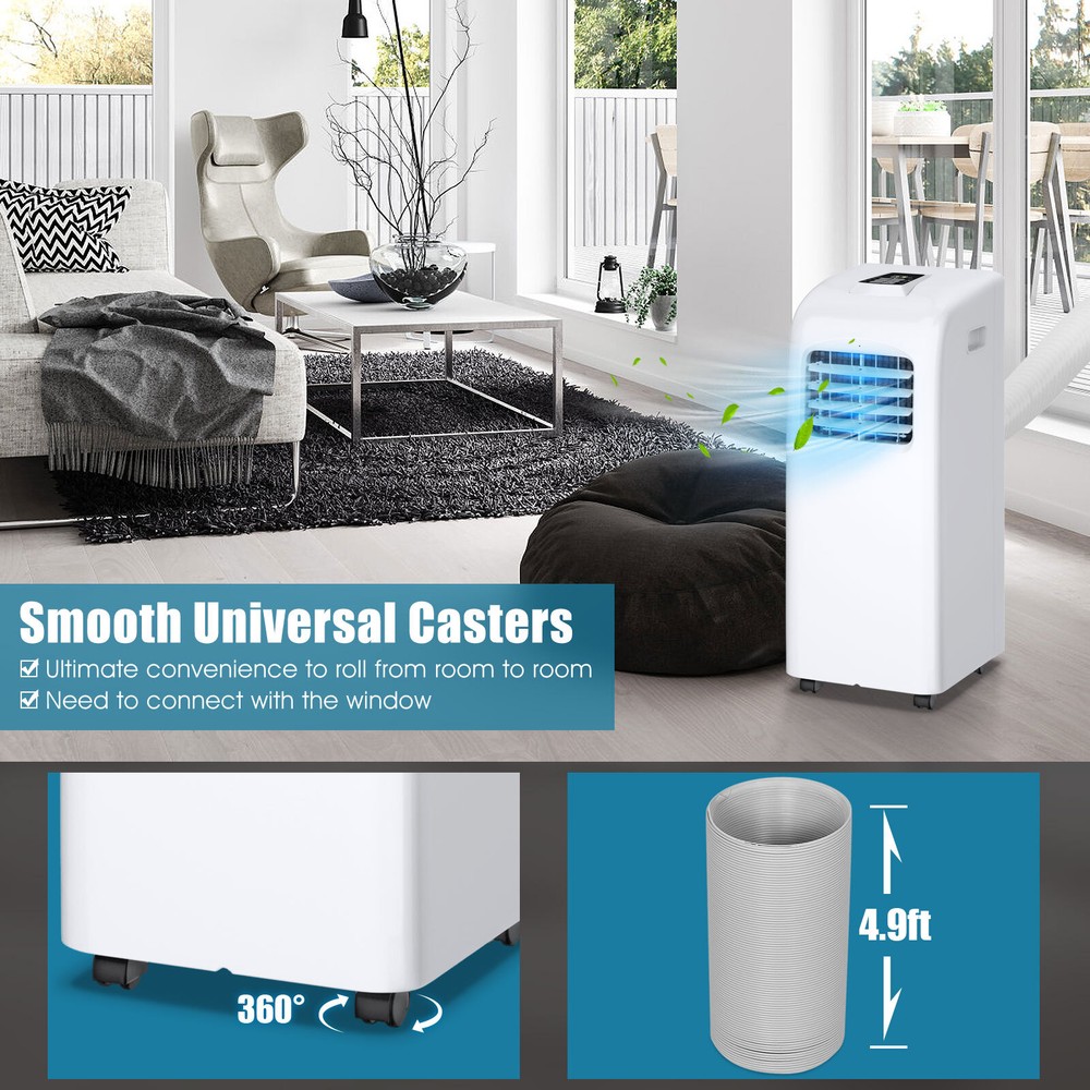 8000 BTU Portable Air Conditioner & Dehumidifier Function Remote w/ Window Kit