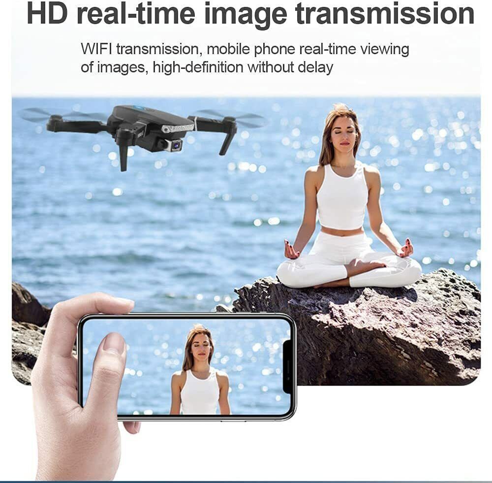 Black RC Drone with Obstacle Avoidance – 4-Side Sensors & 2 Batteries
