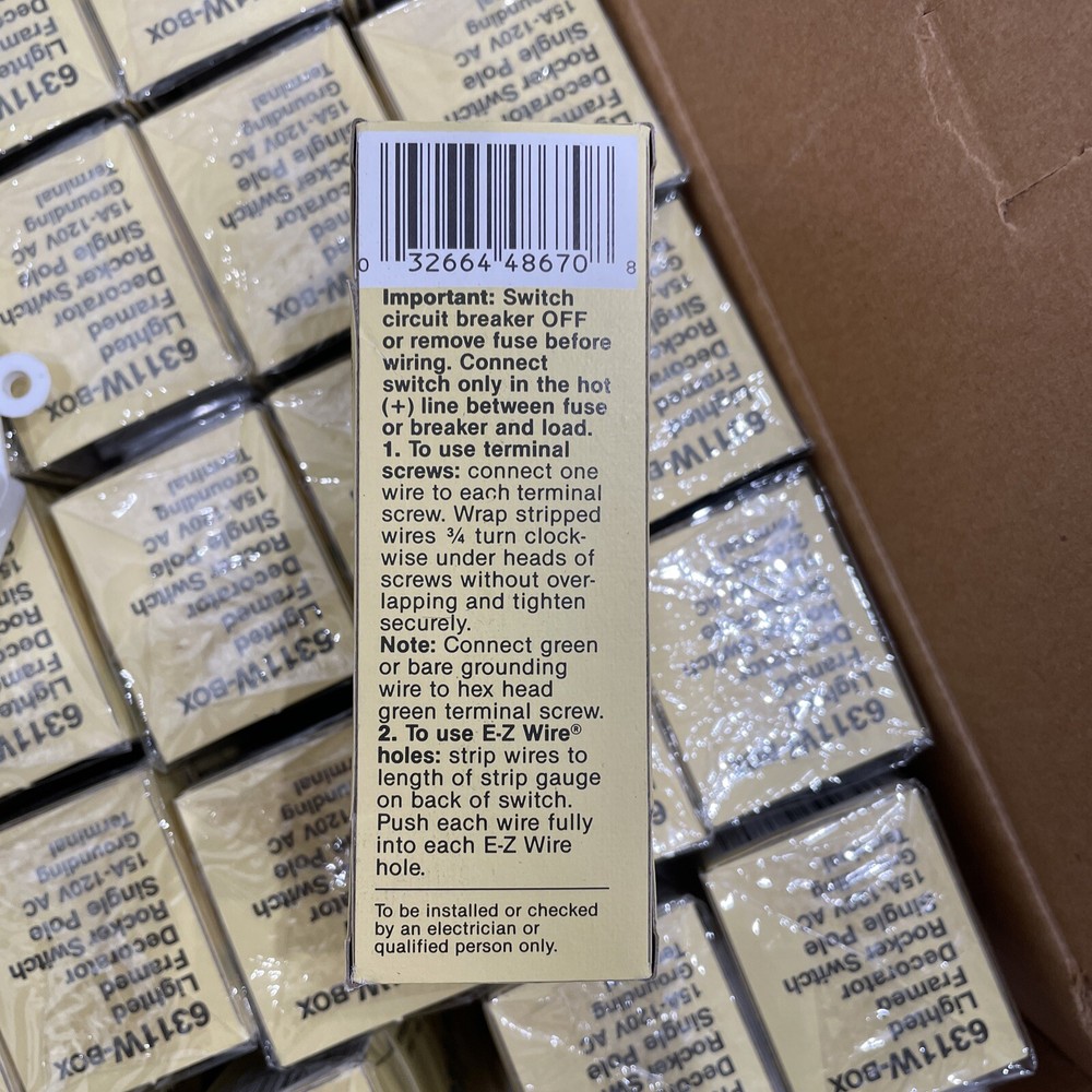 🔴(2X) Eagle 6311W Illuminated Single Pole Rocker Switch White 15A 120V‼️