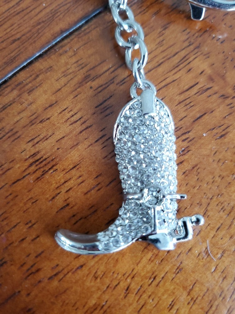 Lot of 3 Boot Rhinestone Keychains