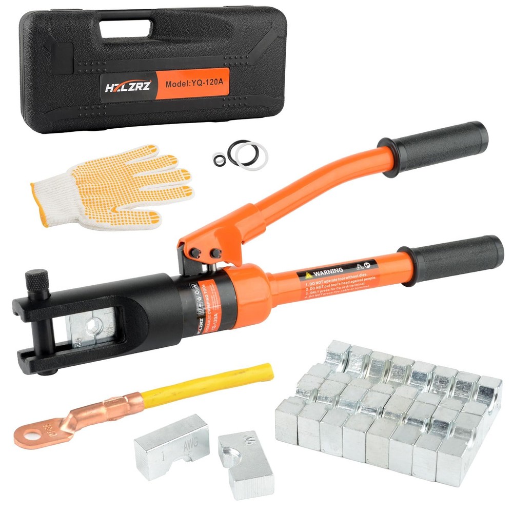 HZLZRZ 12 Tons Hydraulic Crimping Tool, Range 120A, Yellow