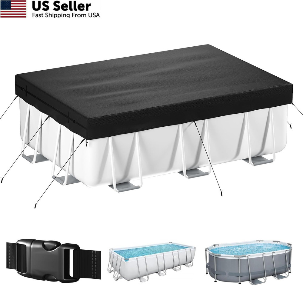 10x16FT Rectangular Solar Pool Cover Above Ground with Buckles Drawstring