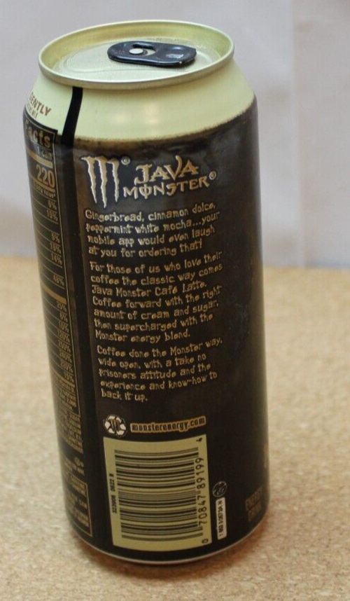 NEW JAVA MONSTER ENERGY CAFE LATTE FLAVORED DRINK 1 FULL 15 FLOZ (443mL) CAN