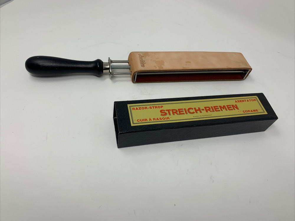 STREICH-RIEMEN Leather Sharpener German Made Quality Item. Some Usage.