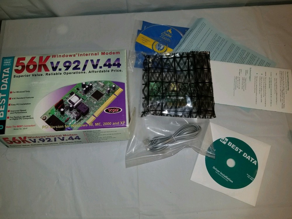 Best Data Windows Internal Modem 56K v.92/v.44 Windows 98 ME 2000 XP Model 56HP