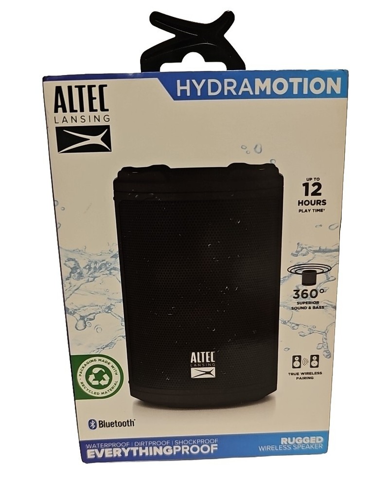 New Altec Lansing Hydramotion Waterproof Wireless Portable Bluetooth Speaker
