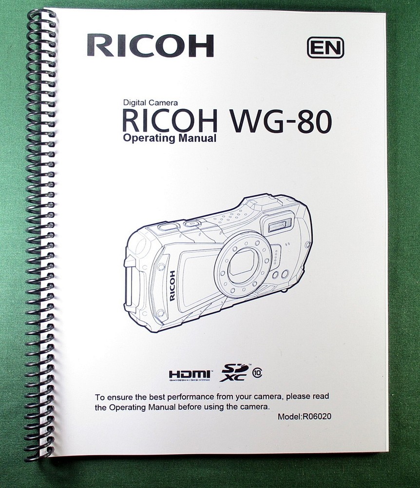 Ricoh WG-80 Operating Manual: 202 Pages & Protective Covers!