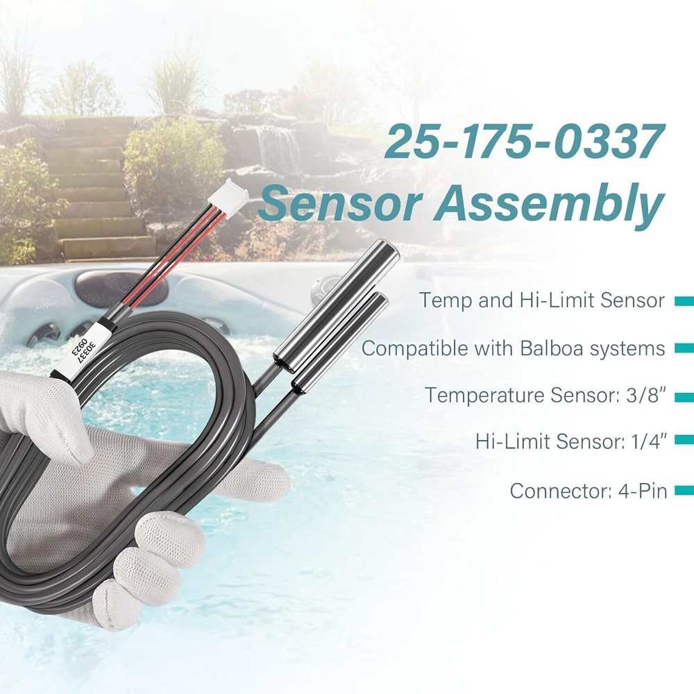 Fit Balboa Systems 25-175-0337 Sensor Assembly with Temp and Hi-Limit Sensor