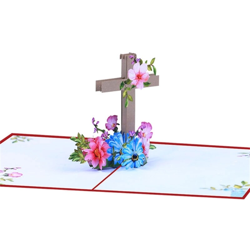 3D Greeting Card Popup Easters Card,Religious Crosses Easters Card with Envelope