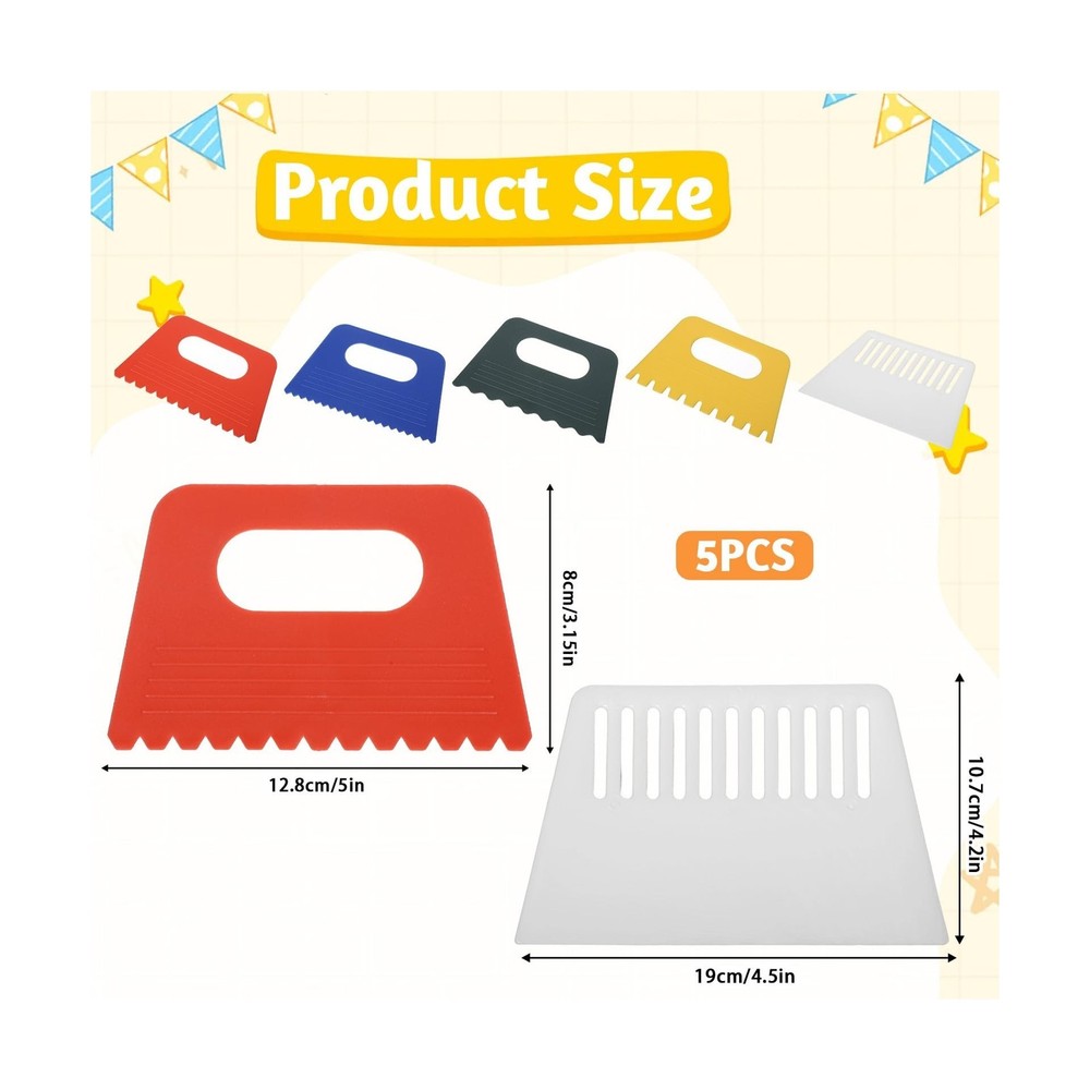 5 PCS Textured Art Tools, Plastic Paint Putty Scraper, Textured Art Supplies ...
