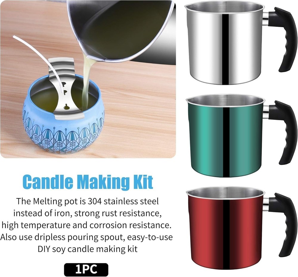 Large Capacity 44oz Candle Making Pot - Easy Dripless Pouring & Spoon Included