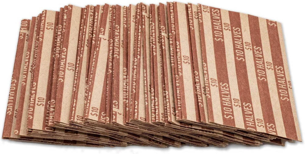 Half Dollar Coin Wrappers, 100 Flat Striped Coin Wrappers