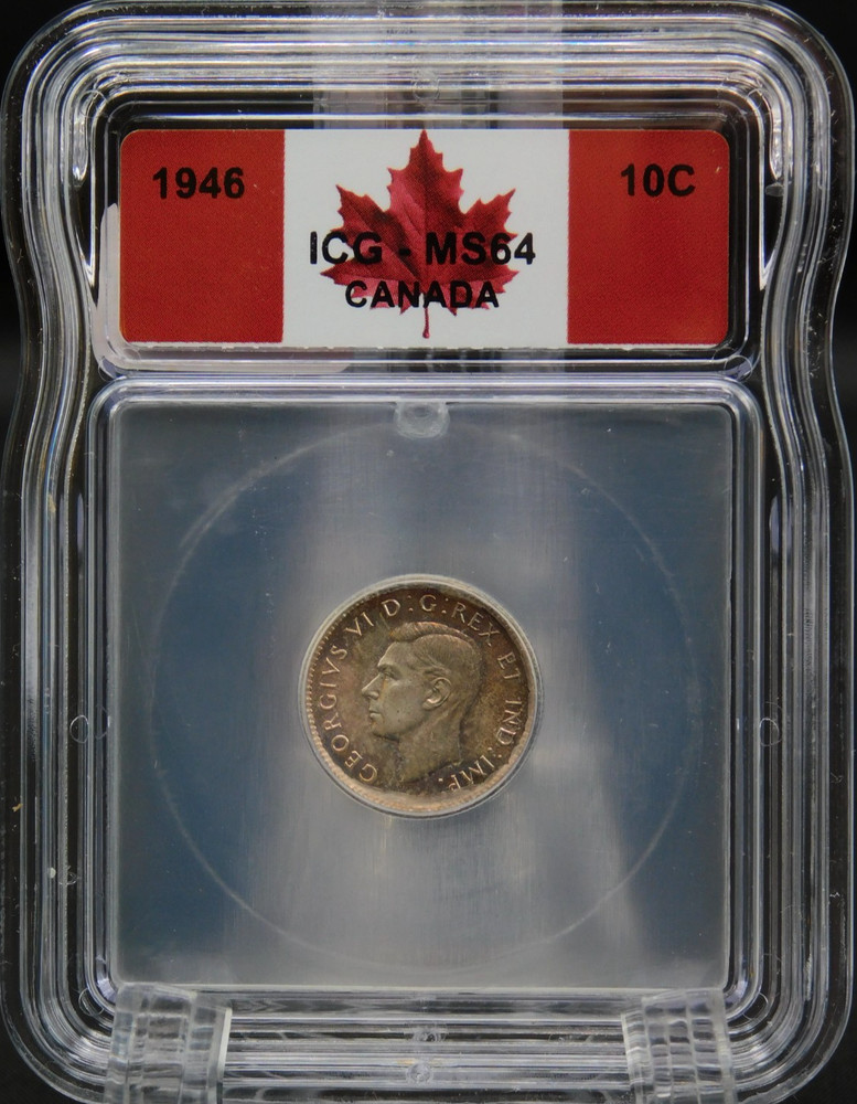 1946 Canada 10 Cent ICG MS64 (BT1327)