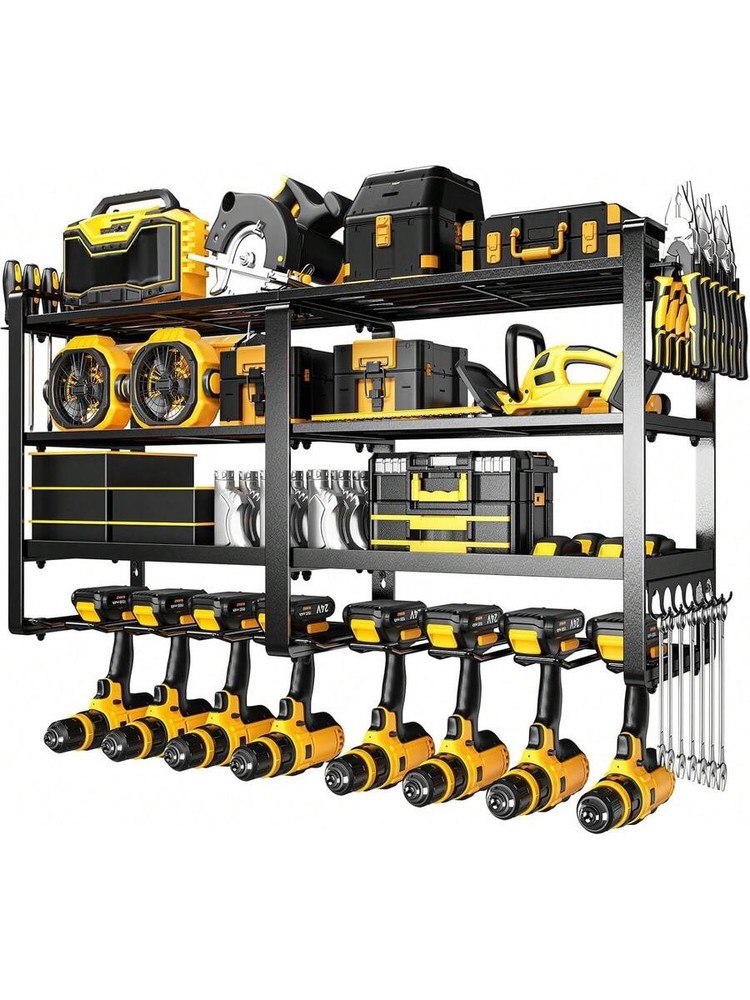 33-inchwide motorized 4-tierwall-mounted tool organizer with 8 drill bit holders