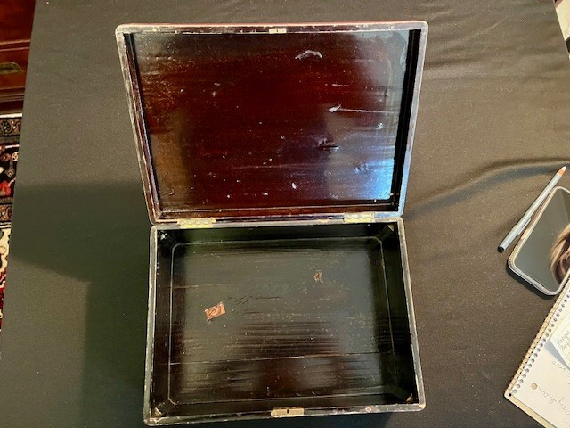 Antique Asian Lacquered Lidded Box- Large