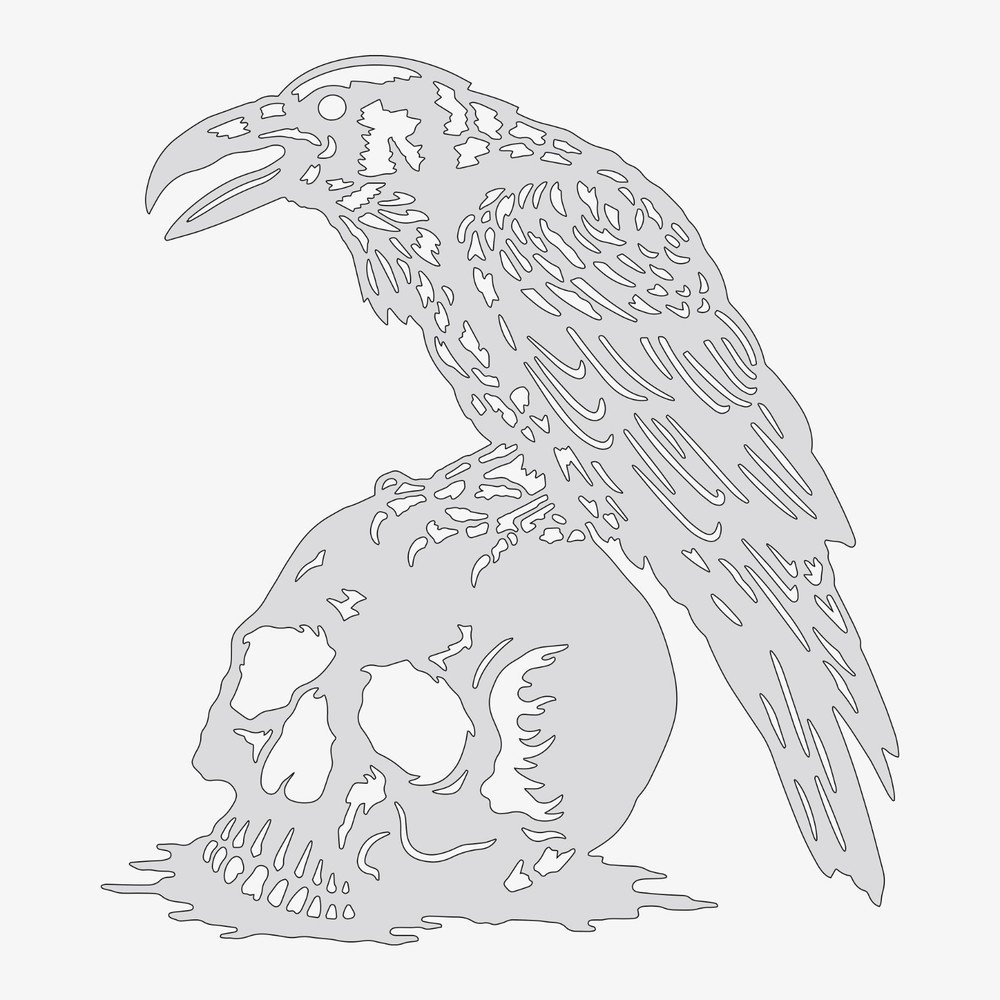 Skull Raven #2 - Reusable Airbrush Stencil Template