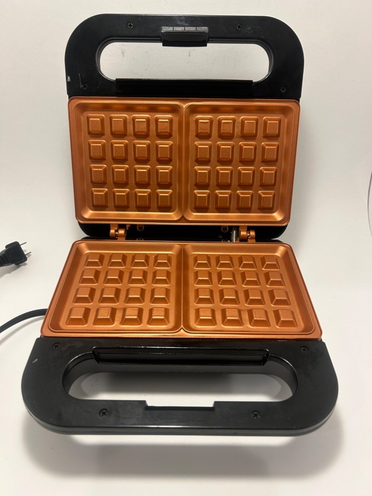Eco+Chef Copper Series Ceramic Nonstick Waffle Maker Tested Working 760W