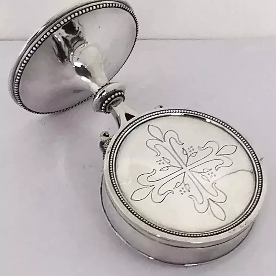 Rare French Solid Silver & Bronze Standing Pyx Communion Wafer Box - Monstrance