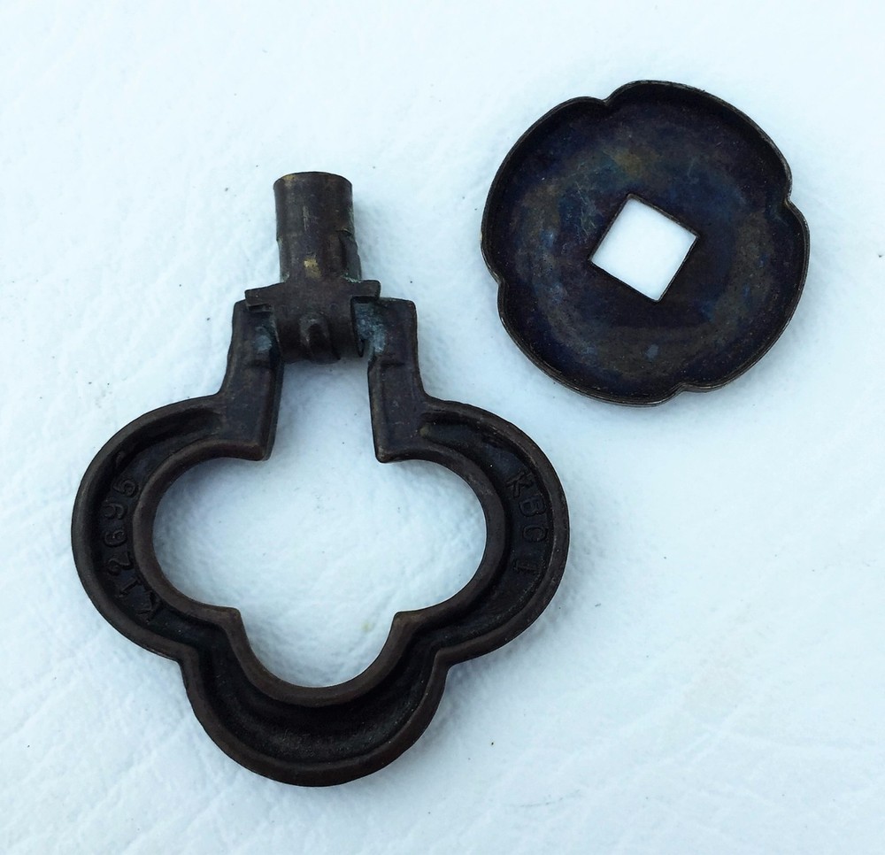 Gothic Arts & Craft Mission Antique Hardware Brass Drop Ring Drawer Pull Knob