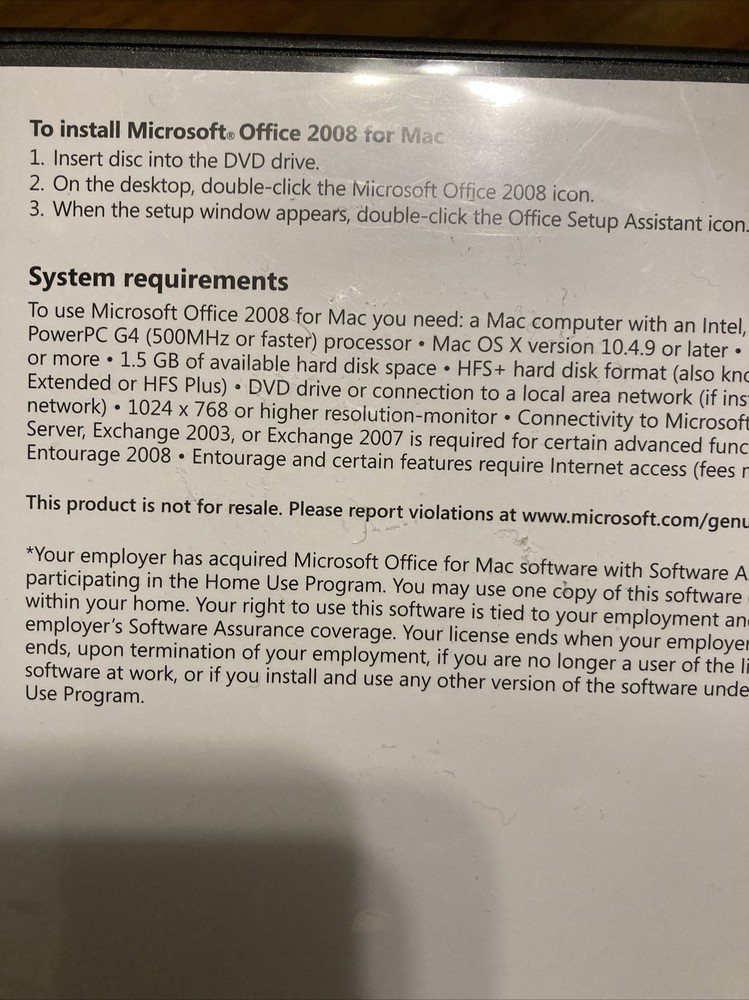 Microsoft Office: Mac 2008 Home Use Program DVD-ROM w/ Product Key #57