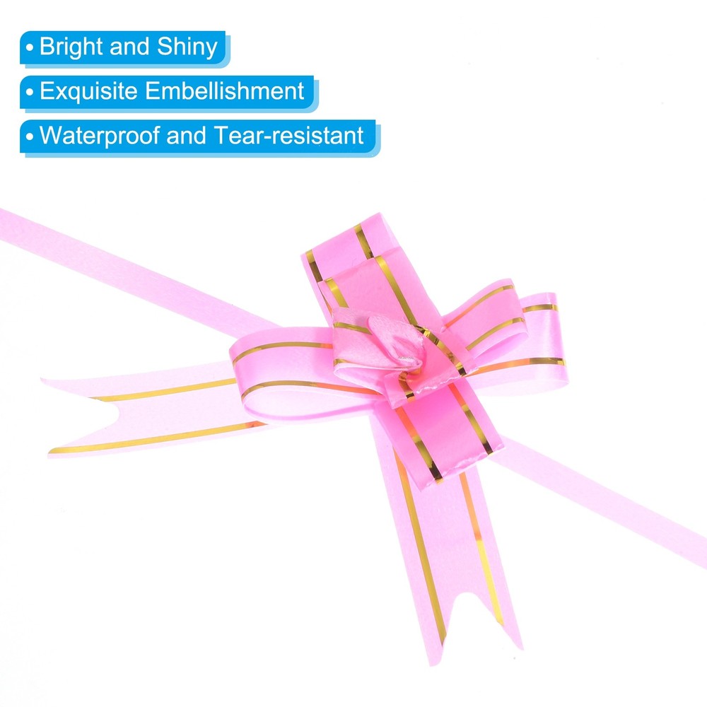 100Pcs 8" Pull Bows Ribbon Gift Wrapping String Decorative Bow Tie Pink