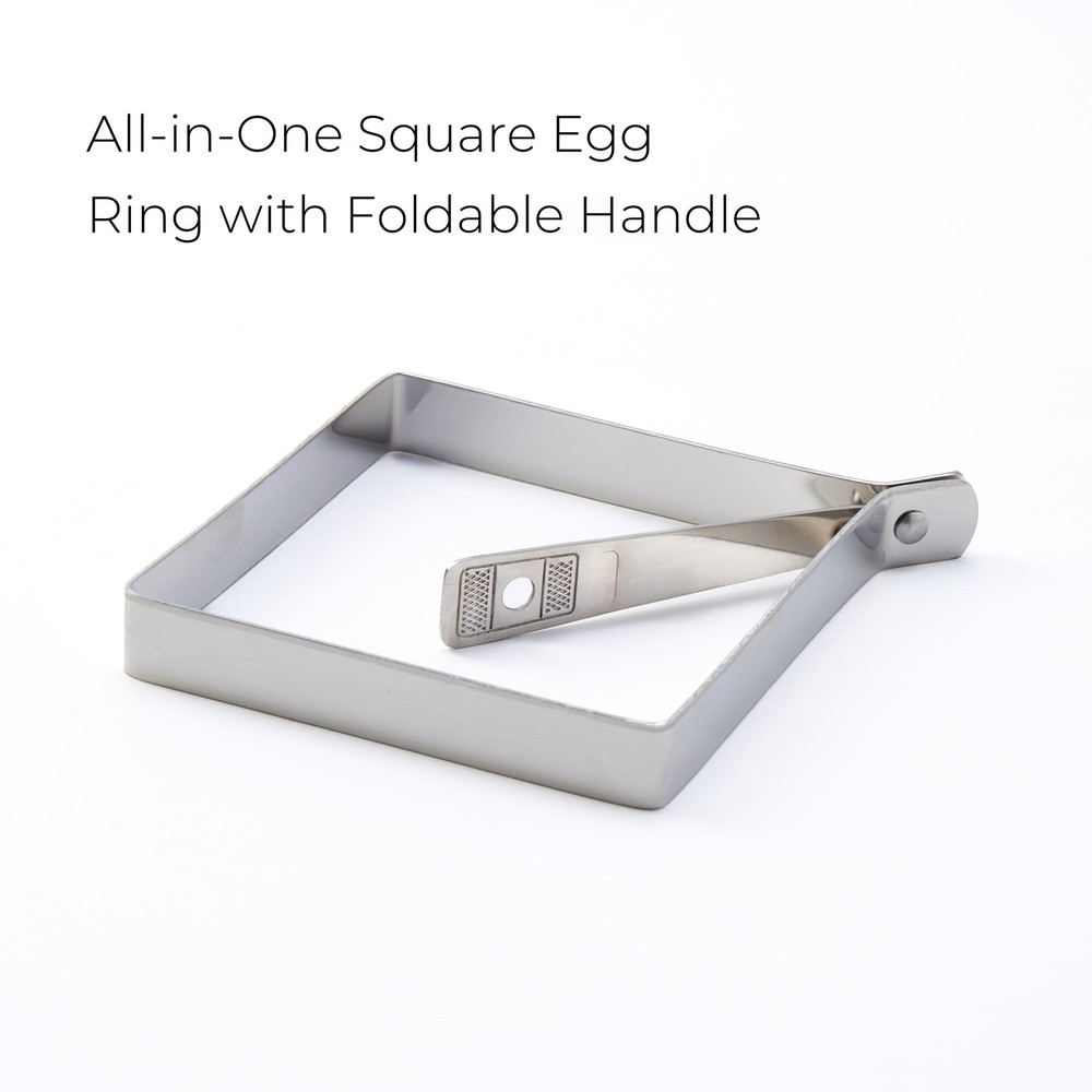 Square Egg Mold for Griddle Stainless Steel Ring with Collapsible Handle