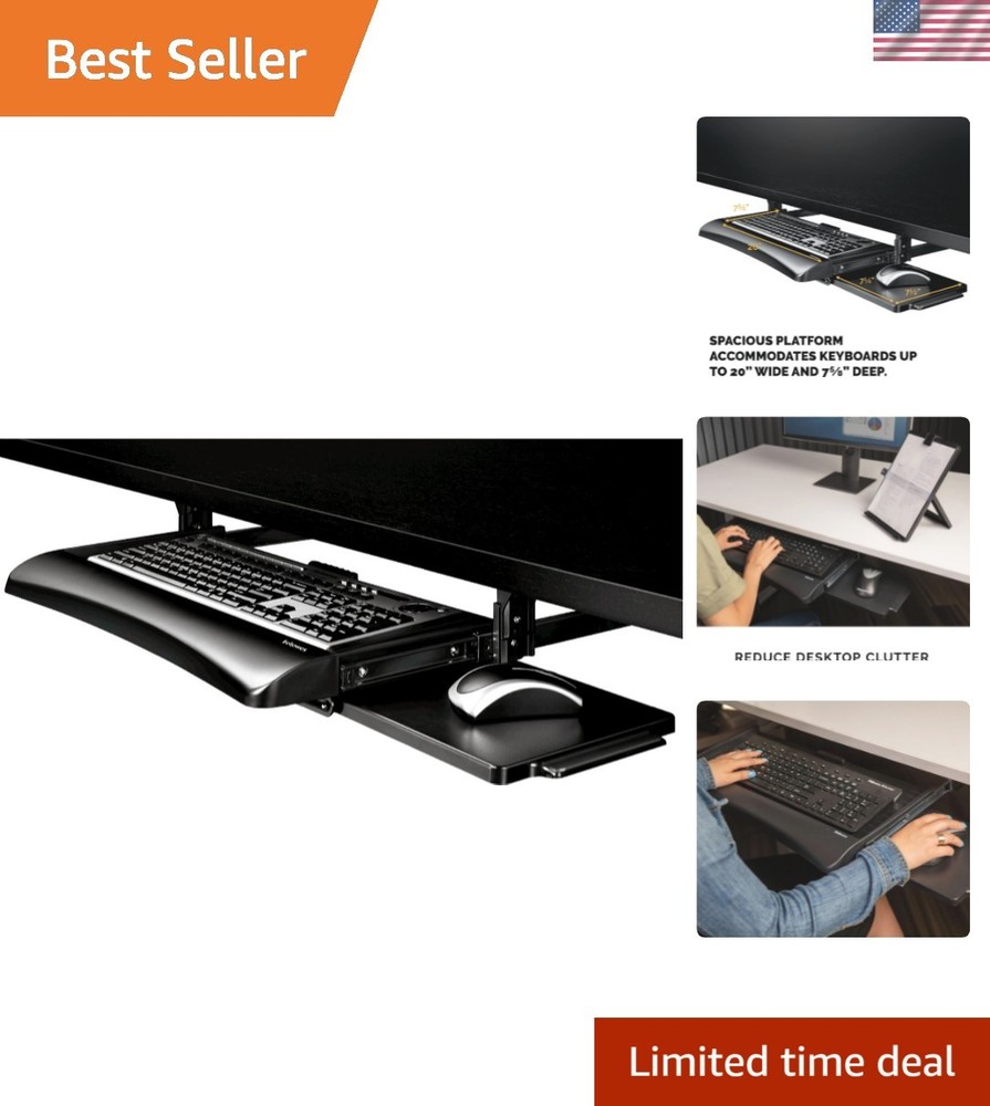Office Suites Underdesk Keyboard Drawer, Black/Silver