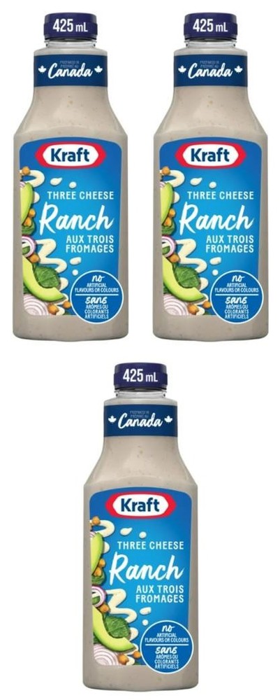 Kraft Three Cheese Ranch Salad Dressing, 425ml (3 Pack)