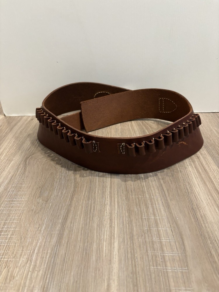 Hunter Company Adjustable Double Amo Cartridge Belt Brown Leather Size Medium