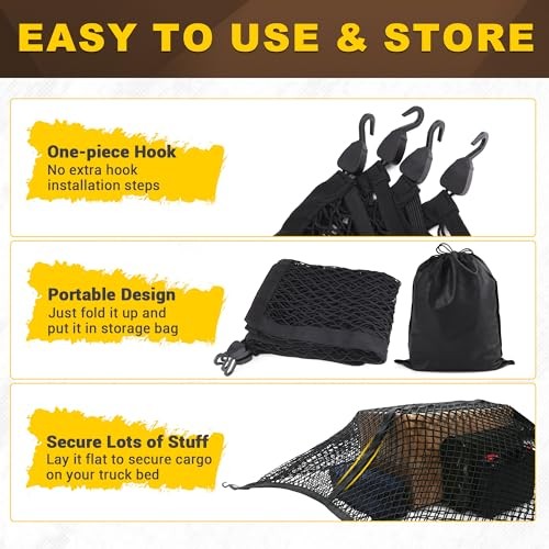 Truck Bed Cargo Net, Highly Elastic Double-Layered Double Layer Grid