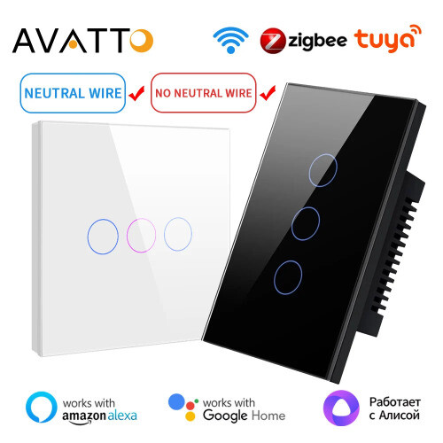 Smart Light Switch Neutral Wire/No Neutral Wire Required Touch Switch Work