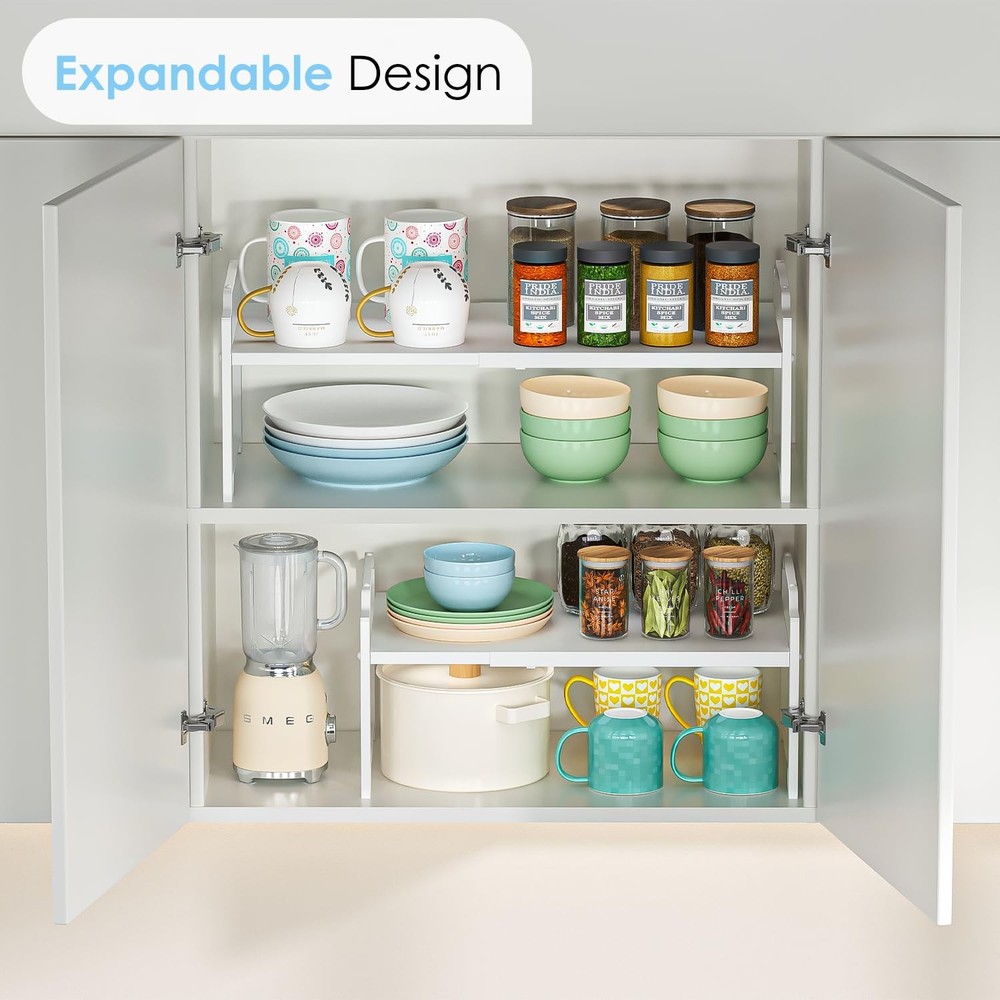 2 Pack 11” Width Expandable Kitchen 2 Pack: 11"D x 23.6"W x 8.7"H, White