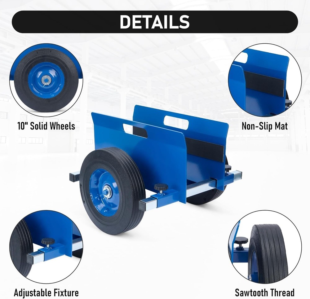 Heavy-Duty Panel Dolly - 1100 Lbs Capacity Adjustable Drywall Mover with Wheels