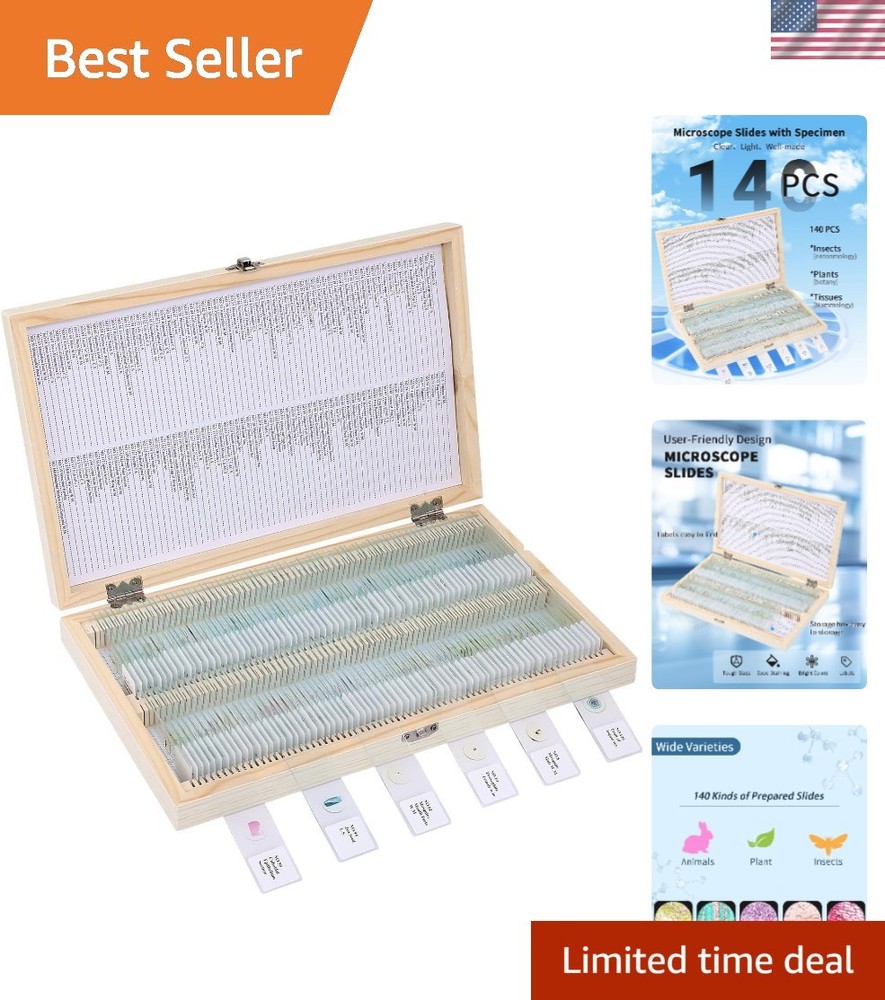 140-Pc Educational Microscope Slide Set - Safe Specimens for Young Scientists