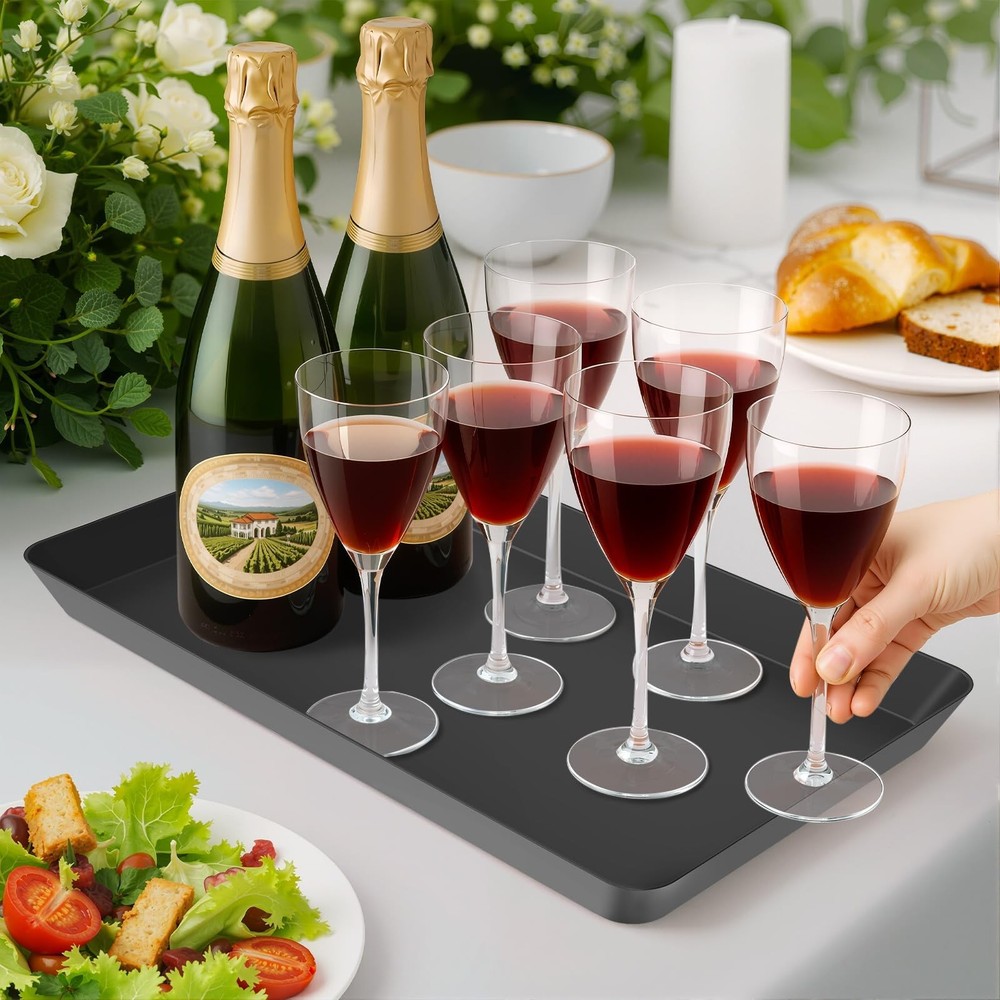 WOWBOX 10 pcs Serving Tray for Entertaining, Platters Black