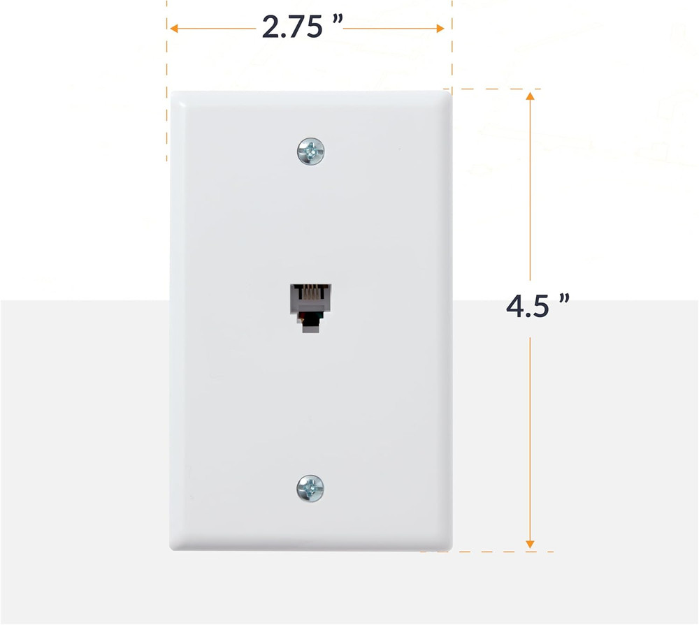 White Surface Phone Jack Plate, 1-Pack