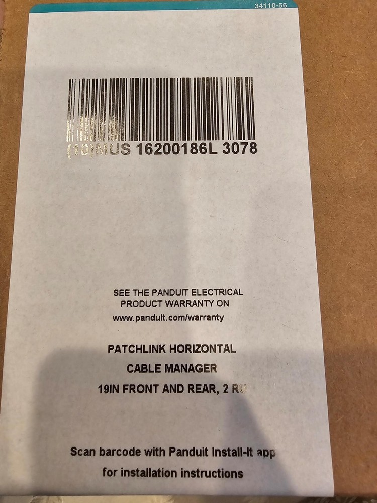 Panduit WMP1E PatchLink Horizontal Cable Manager 2U 19" Rack Front & Rear