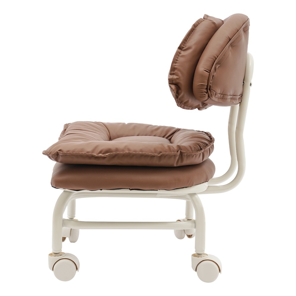 Brown Rolling Stool with Back Rest Heavy Duty Rolling Stool Roller Chair