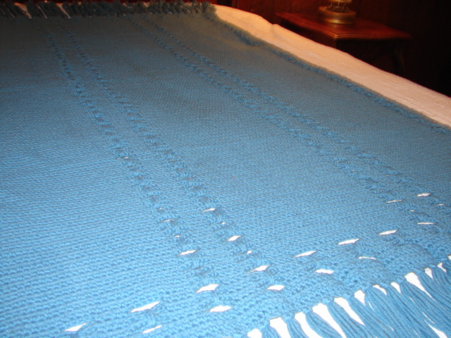 Handmade Handcrafted Blue Complex Pattern Crochet Afghan Throw